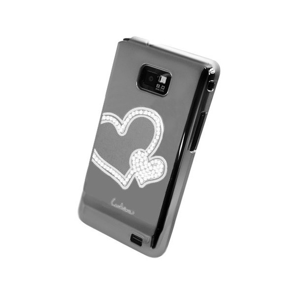 „Leshine“ dėklas - Širdelės - sidabrinis (Galaxy S2)