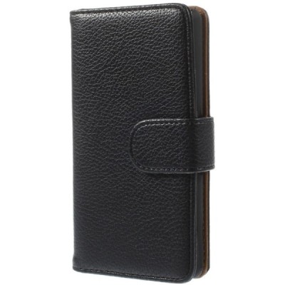 LG G3 D855 (D850, D851) atverčiamas juodas odinis Litchi dėklas - piniginė / Priedai.lt