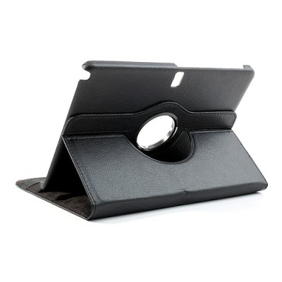 Samsung Galaxy Note 10.1 2014 P600 (P605) atvēramais melns ādas futrālis, grozās 360° grādu apjomā / Vacins.lv