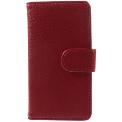 LG G3 D855 (D850, D851) atverčiamas raudonas odinis Litchi dėklas - piniginė / Priedai.lt