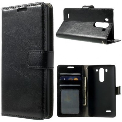 LG G3 S D722 atvēramais melns ādas futrālis - maciņš / Vacins.lv