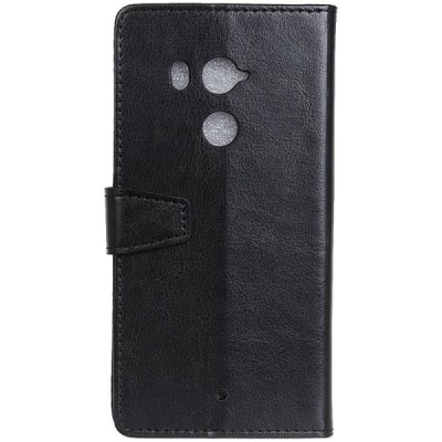 HTC U11 Plus atverčiamas juodas odinis dėklas - piniginė / Priedai.lt