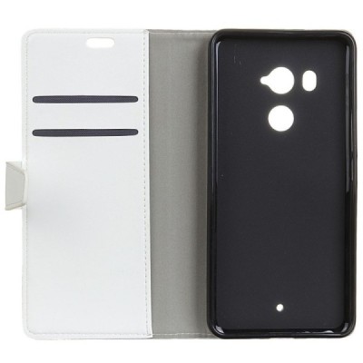 HTC U11 Plus atverčiamas baltas odinis dėklas - piniginė / Priedai.lt