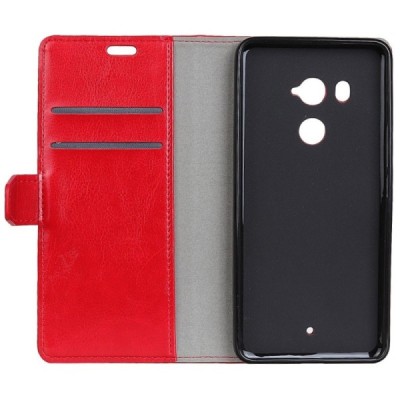 HTC U11 Plus atvēramais ādas sarkans maciņš (maks) / Vacins.lv