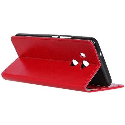 HTC U11 Plus atvēramais ādas sarkans maciņš (maks) / Vacins.lv