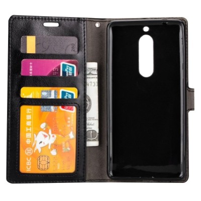 Huawei Mate 10 Lite atvēramais ādas melns maciņš (maks) / Vacins.lv