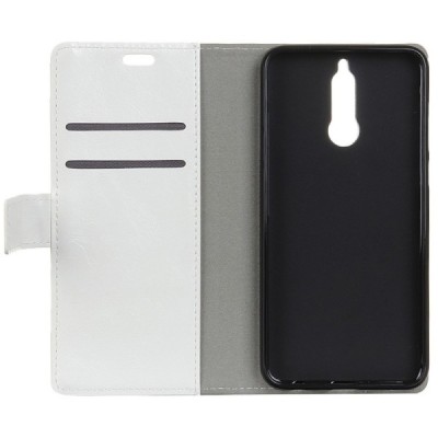 Huawei Mate 10 Lite atverčiamas baltas odinis dėklas - piniginė / Priedai.lt