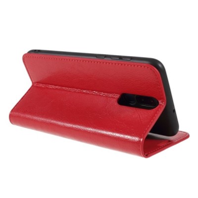 Huawei Mate 10 Lite atverčiamas raudonas odinis dėklas - piniginė / Priedai.lt