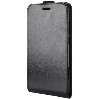 Xiaomi Mi A1 un Mi 5X klasisks ādas vertikāli atvēramais melns futrālis / Vacins.lv