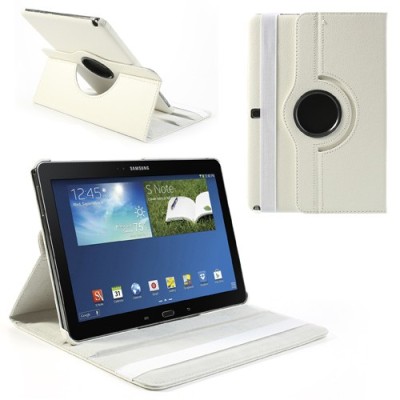 Samsung Galaxy Note 10.1 2014 P600 (P605) atvēramais balts ādas futrālis, grozās 360° grādu apjomā / Vacins.lv