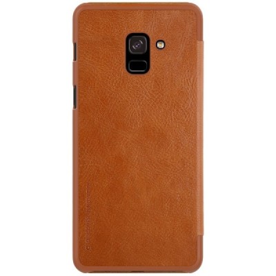 Greznais „Nillkin“ Qin sērijas ādas atvērams brūns Samsung Galaxy A8+ 2018 (A730F) maciņš / Vacins.lv