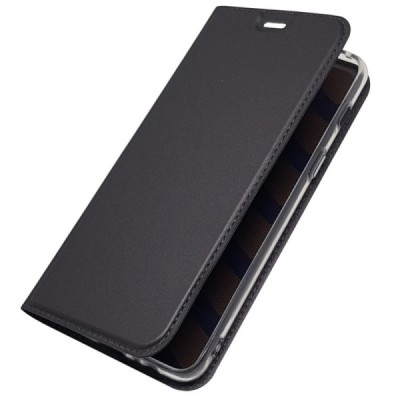 Samsung Galaxy A8 2018 (A530F) „Dux Ducis“ Skin sērijas melns ādas atvērams maciņš / Vacins.lv