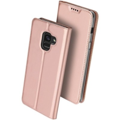 Samsung Galaxy A8 2018 (A530F) „Dux Ducis“ Skin sērijas rozs ādas atvērams maciņš / Vacins.lv