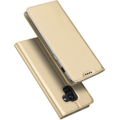 Samsung Galaxy A8 2018 (A530F) „Dux Ducis“ Skin sērijas zelta ādas atvērams maciņš / Vacins.lv