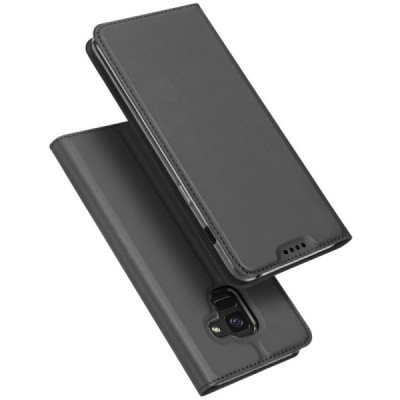 Samsung Galaxy A8+ 2018 (A730F) „Dux Ducis“ Skin sērijas melns ādas atvērams maciņš / Vacins.lv