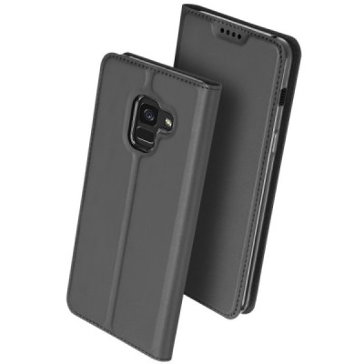 Samsung Galaxy A8+ 2018 (A730F) „Dux Ducis“ Skin sērijas melns ādas atvērams maciņš / Vacins.lv