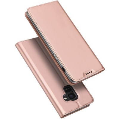 Samsung Galaxy A8+ 2018 (A730F) „Dux Ducis“ Skin sērijas rozs ādas atvērams maciņš / Vacins.lv