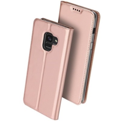 Samsung Galaxy A8+ 2018 (A730F) „Dux Ducis“ Skin sērijas rozs ādas atvērams maciņš / Vacins.lv