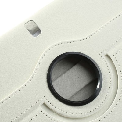 Atverčiamas baltas odinis Samsung Galaxy Note 10.1 2014 P600 (P605) dėklas (dėkliukas), sukiojamas 360° / Priedai.lt