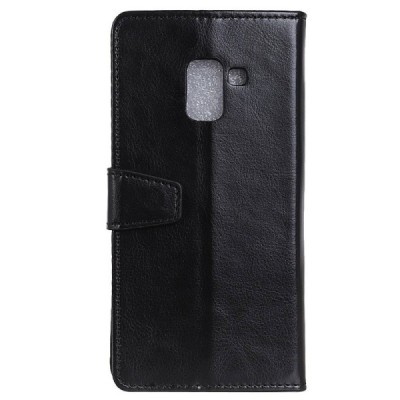 Samsung Galaxy A8+ 2018 (A730F) atvēramais ādas melns maciņš, grāmata (maks) / Vacins.lv