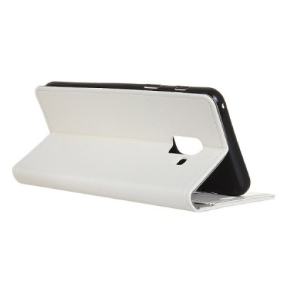 Samsung Galaxy A8+ 2018 (A730F) atvēramais ādas balts maciņš, grāmata (maks) / Vacins.lv