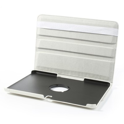 Atverčiamas baltas odinis Samsung Galaxy Note 10.1 2014 P600 (P605) dėklas (dėkliukas), sukiojamas 360° / Priedai.lt