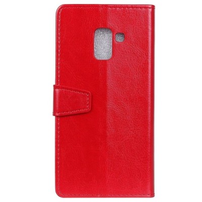 Samsung Galaxy A8+ 2018 (A730F) atvēramais ādas sarkans maciņš, grāmata (maks) / Vacins.lv