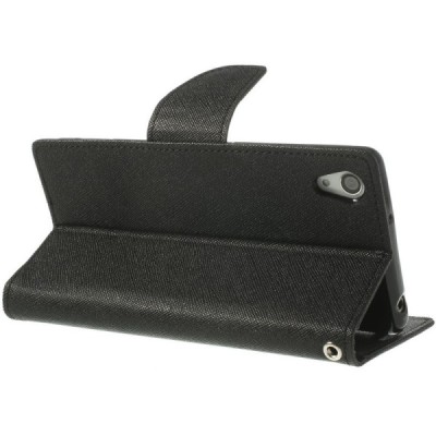 Mercury Fancy atverčiamas Sony Xperia Z2 juodas odinis dėklas - piniginė / Priedai.lt