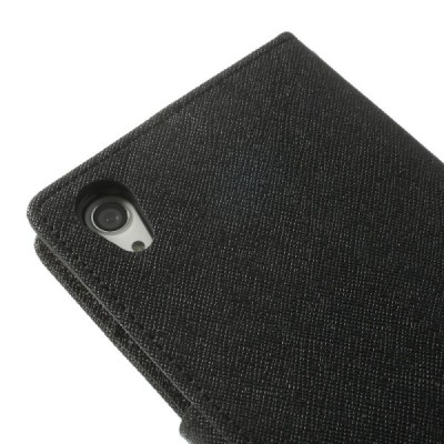 Mercury Fancy atverčiamas Sony Xperia Z2 juodas odinis dėklas - piniginė / Priedai.lt