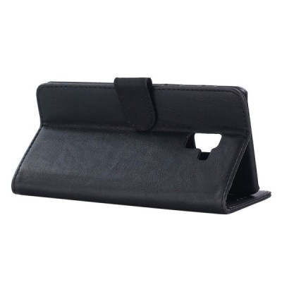 Samsung Galaxy A8+ 2018 (A730F) atvēramais ādas melns retro maciņš (maks) / Vacins.lv