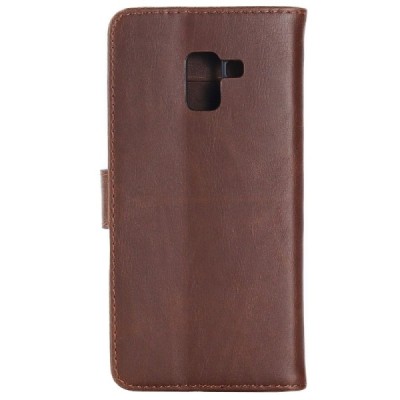 Samsung Galaxy A8+ 2018 (A730F) atvēramais ādas tumši brūns retro maciņš (maks) / Vacins.lv