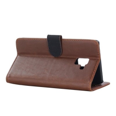 Samsung Galaxy A8+ 2018 (A730F) atvēramais ādas tumši brūns retro maciņš (maks) / Vacins.lv