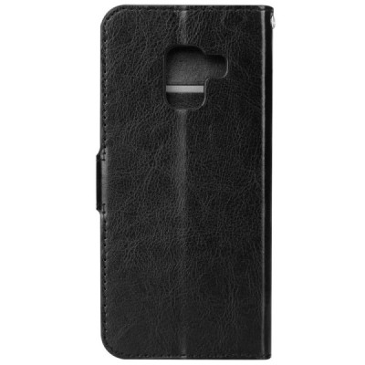 Samsung Galaxy A8 2018 (A530F) atverčiamas juodas odinis dėklas, knygutė - piniginė / Priedai.lt