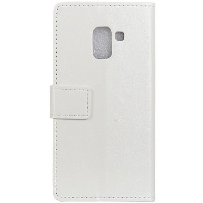 Samsung Galaxy A8 2018 (A530F) atvēramais ādas balts maciņš, grāmata (maks) / Vacins.lv