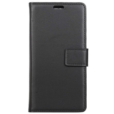 Samsung Galaxy A8+ 2018 (A730F) atvēramais ādas melns Casual maciņš (maks) / Vacins.lv