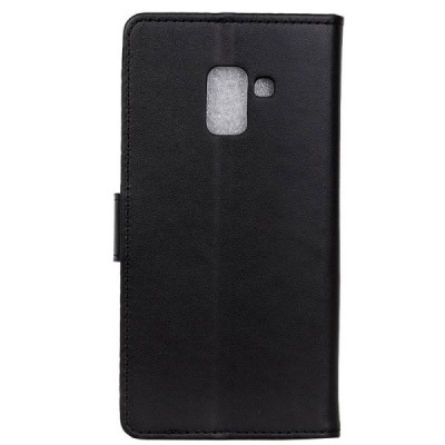 Samsung Galaxy A8+ 2018 (A730F) atvēramais ādas melns Casual maciņš (maks) / Vacins.lv