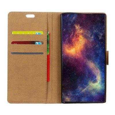 Samsung Galaxy A8+ 2018 (A730F) atvēramais ādas melns Casual maciņš (maks) / Vacins.lv