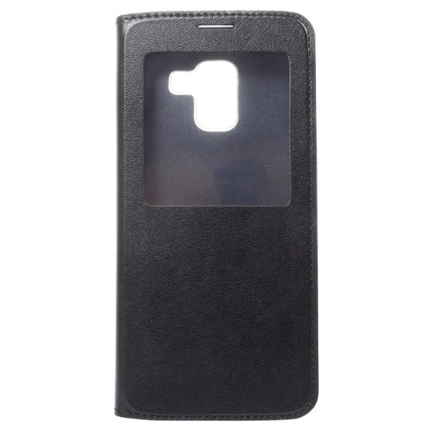 „View Window“ atvēramais ādas maciņš - melns (Galaxy A8+ 2018)