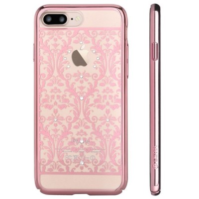 Apple iPhone 7 Plus (iPhone 8 Plus) elegants Devia Crystal Baroque Swarovski dzidrs (caurspīdīgs) rozs plastmasas apvalks ar kri