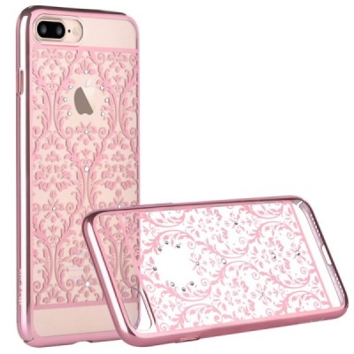Apple iPhone 7 Plus (iPhone 8 Plus) elegants Devia Crystal Baroque Swarovski dzidrs (caurspīdīgs) rozs plastmasas apvalks ar kri