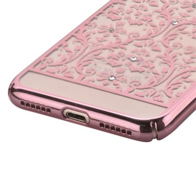 Apple iPhone 7 Plus (iPhone 8 Plus) elegants Devia Crystal Baroque Swarovski dzidrs (caurspīdīgs) rozs plastmasas apvalks ar kri