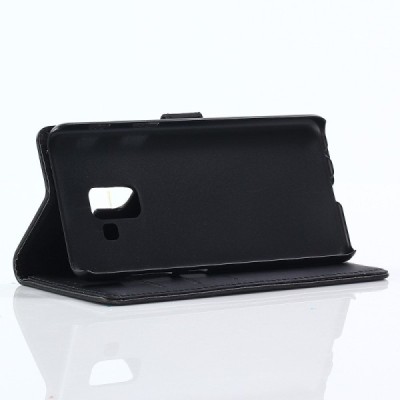 Samsung Galaxy A8 2018 (A530F) atverčiamas juodas odinis retro dėklas - piniginė / Priedai.lt