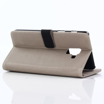 Samsung Galaxy A8 2018 (A530F) atverčiamas smėlio spalvos odinis retro dėklas - piniginė / Priedai.lt