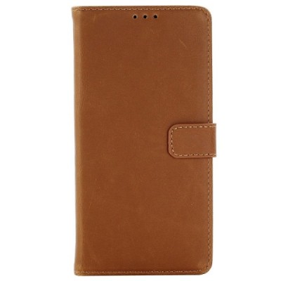 Samsung Galaxy A8 2018 (A530F) atverčiamas rudas odinis retro dėklas - piniginė / Priedai.lt