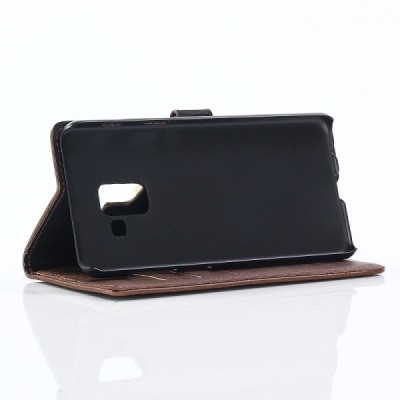 Samsung Galaxy A8 2018 (A530F) atvēramais ādas tumši brūns retro maciņš (maks) / Vacins.lv