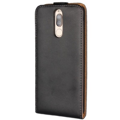 Huawei Mate 10 Lite klasisks ādas vertikāli atvēramais melns maciņš / Vacins.lv