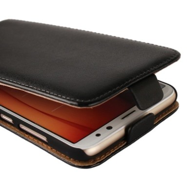 Huawei Mate 10 Lite klasisks ādas vertikāli atvēramais melns maciņš / Vacins.lv