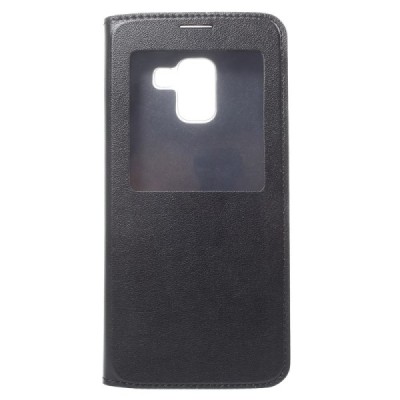 Samsung Galaxy A8 2018 (A530F) melns atvēramais maciņš ar lodziņu / Vacins.lv
