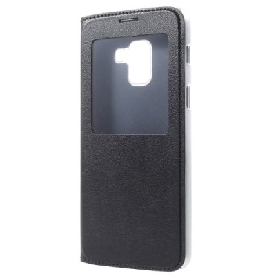 Samsung Galaxy A8 2018 (A530F) atverčiamas juodas dėklas su langeliu / Priedai.lt