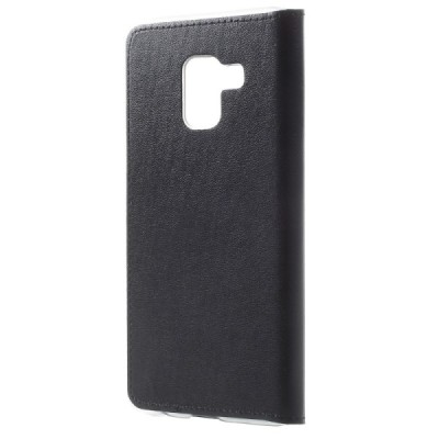 Samsung Galaxy A8 2018 (A530F) atverčiamas juodas dėklas su langeliu / Priedai.lt